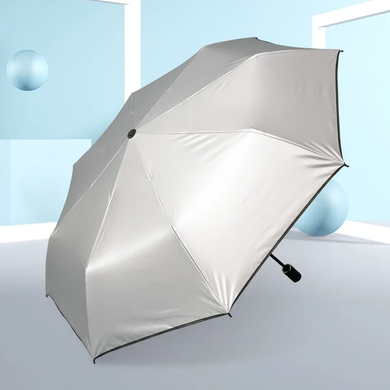 

Titanium Silver Colloid Ultra-strength UV-Protection Parasol Tri-fold Umbrella Sun-resistant Parasol Solid Color Simple Advertis