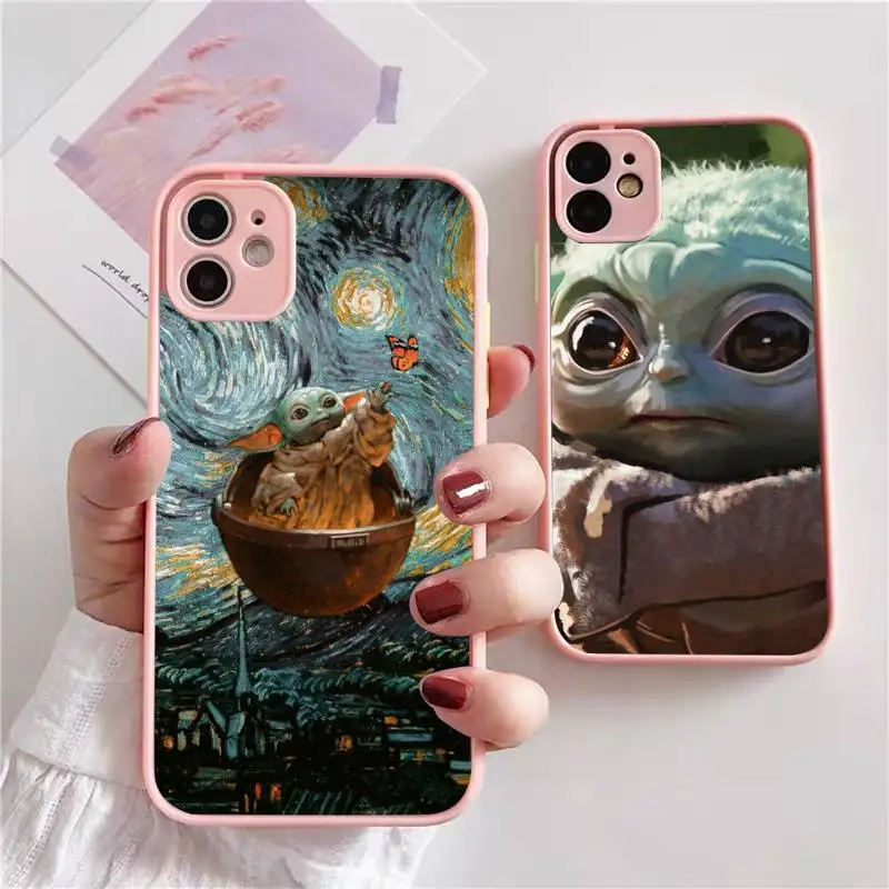 Cute Lovely Baby Yodae Style Phone Case For iphone 13 12 11 xr xs x 7 8 pro max Light pink Soft TPU Silicone Clear Cover | Мобильные
