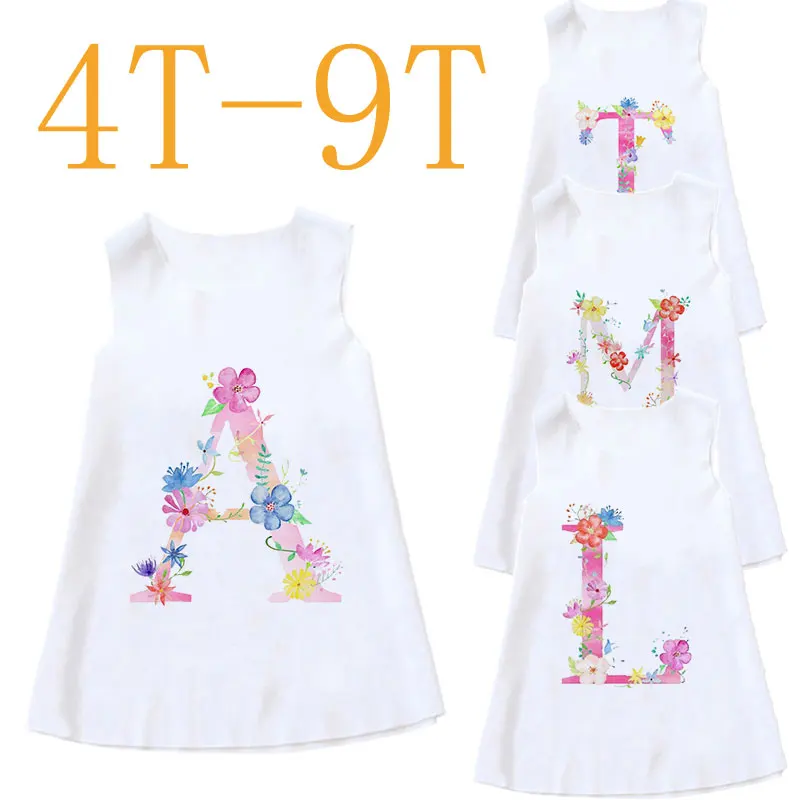 baby doll sleepwear 2021 Baby Girl Dresses Summer 21 Letters Girls Dress Kids Sleeveless Cute Birthday Party Vestidos Kids Clothes Sundress Novelty cool baby nightgown