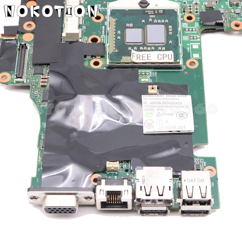 NOKOTION 63Y1583 63Y1481 основная плата для lenovo Thinkpad T410 T410I материнская плата для ноутбука QM57 HD GMA DDR3 Бесплатный процессор