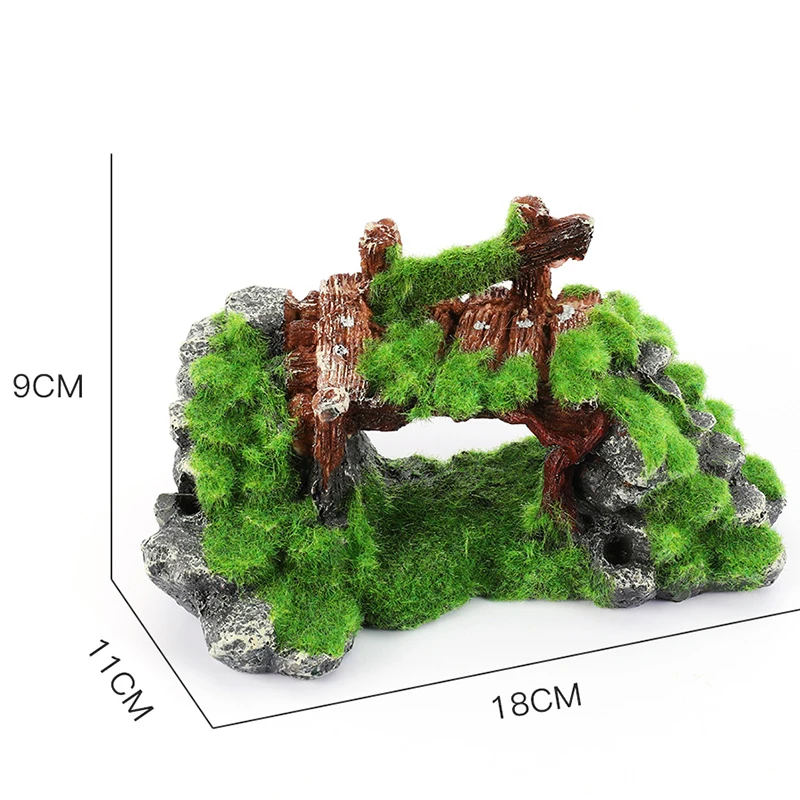 Смола аквариум пещера мох декоративный мостик аквариум скалы вид на горы коралловый рифовый камень пейзаж аквариум украшение для аквариума