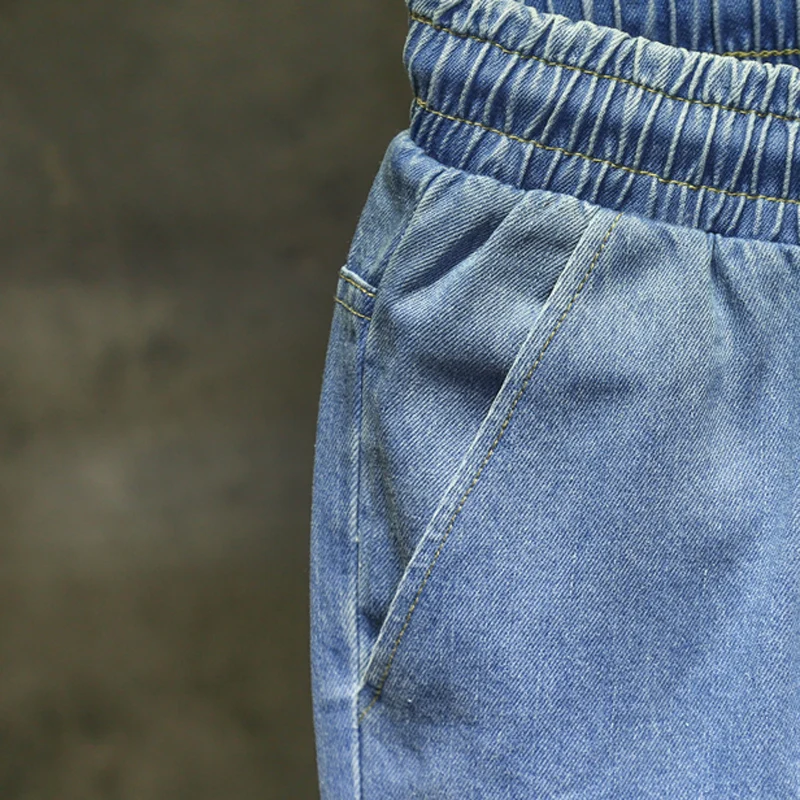 60% OFF Men's Overalls Loose Pants Jeans Fashion Casual Distressed Jeans Denim Trousers Large Size Elastic waist Blue trousers M-6XL 7XL