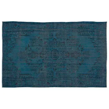 

Handmade Turquoise Vintage Overdyed Turkish Area Rug 165x267 Cm-5'5''X8'9''