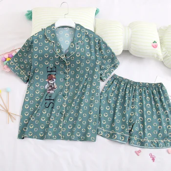 

HaloSweet High Quality Slik Sleepwear Summer Short Sleeve Shorts Two Piece Set Ice Silk Pajamas Women Casual Home Wear Nighty