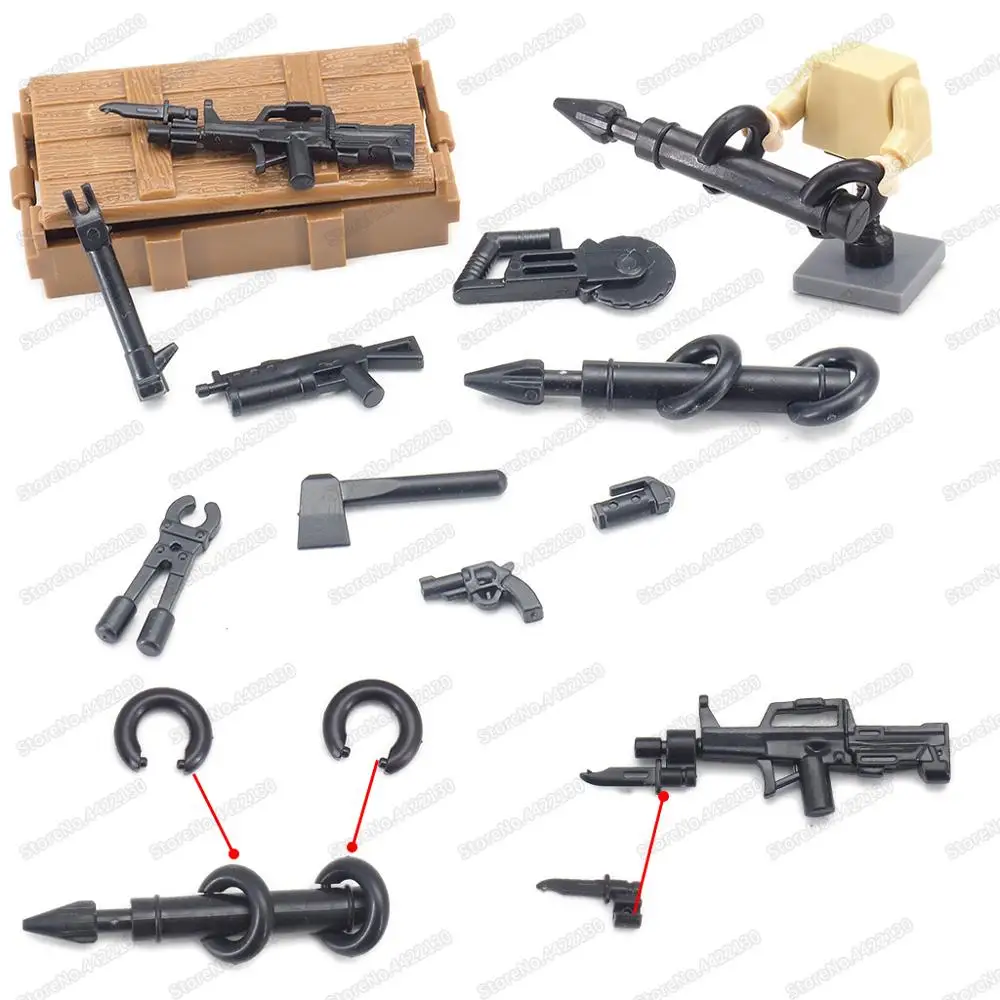 

SWATS Weapons Building Block Break The Door Equipment Ram Tool Moc Military Figures Pistol WW2 Model Child Gifts Christmas Toys