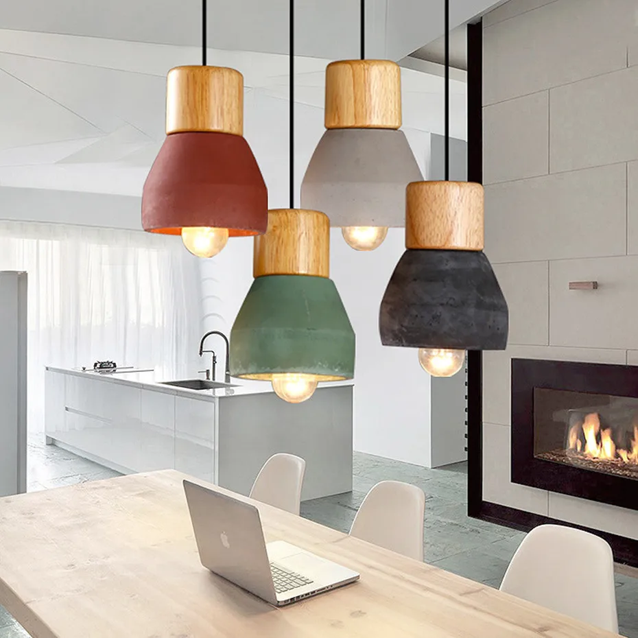 Подвесной светильник в скандинавском стиле, цветная цементная люстра, промышленная креативная столовая, спальня, для учебы, для кафе, бара, лофт, лампа