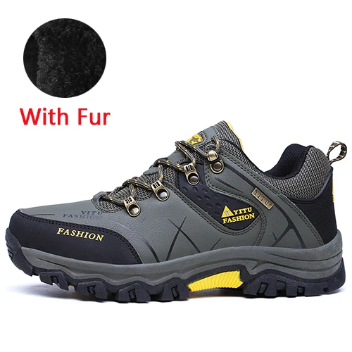JUNJARM/Новинка года; мужская обувь на шнуровке; мужская повседневная обувь; удобные дышащие зимние мужские кроссовки для прогулок; Feminino Zapatos; размеры 39-47 - Цвет: Green with Fur