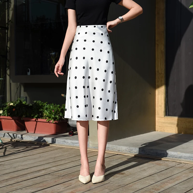 Корейская Повседневная Женская шелковая юбка Элегантная атласная офисная в