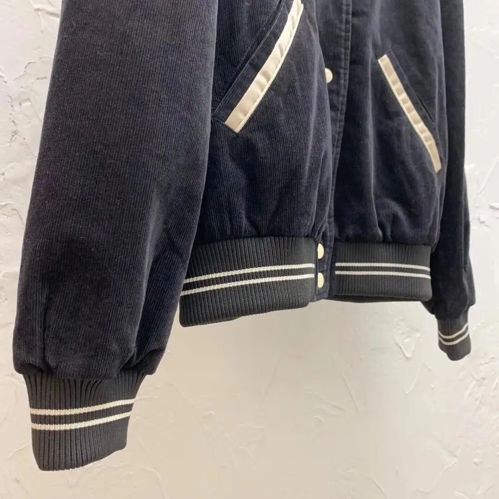 2019FW винтажная Новая Женская Осенняя Повседневная куртка пальто Женская Вельветовая бейсбольная одежда куртка ddxgz2