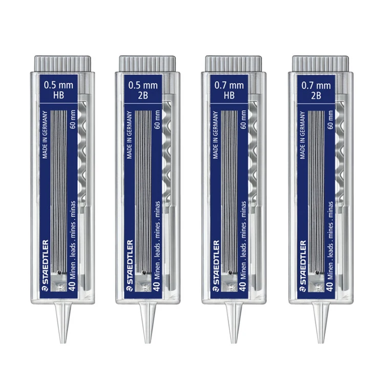 1 трубка Германия STAEDTLER 255 2B/HB 0,5 мм 0,7 мм свинец подходит для всех механических карандашей заправка Воронка Форма дизайн канцелярские принадлежности