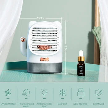 

3 In 1 Air Cooler Fan Portable Air Conditioner Humidifier Space Easy Cool Purifies Air Cooling Fan Home Office UV Sterilizer