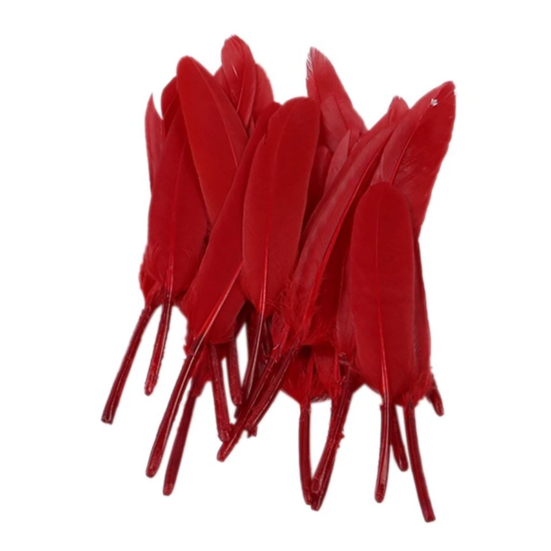 50pcs Dyed Goose Feathers Decor Jewelry DIY Headwear Wedding Party Red