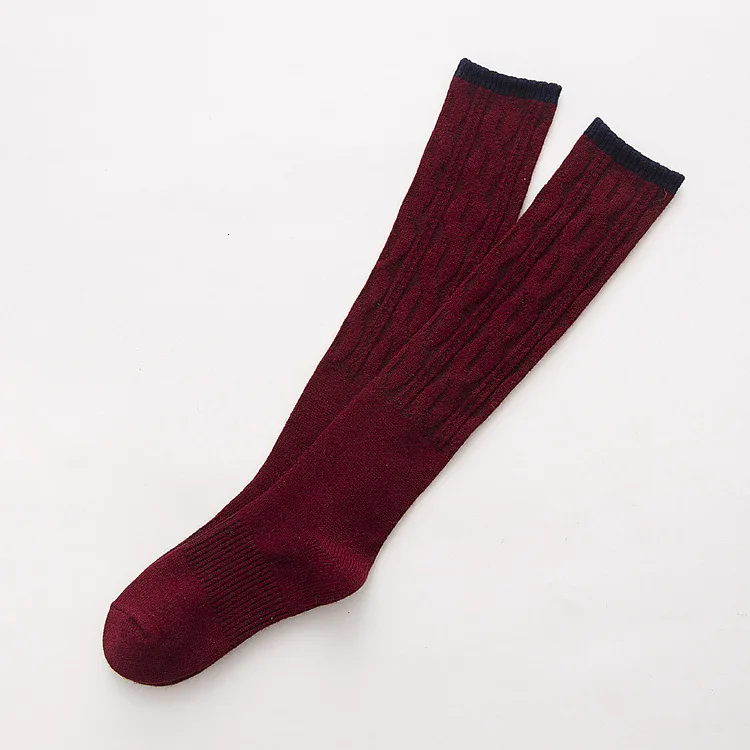 claret-red Зимние толстые Ins стиль винтажные однотонные Хлопковые женские чулки теплые удобные длинные колготки для женщин модные простые повседневные Sox - Цвет: claret-red