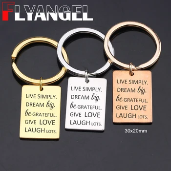 

FLYANGEL Fashion Keyring Engraved Live Simply Dream Big Be Grateful Give Love Laugh Lots Inspire Keychain Love Life Love Myself