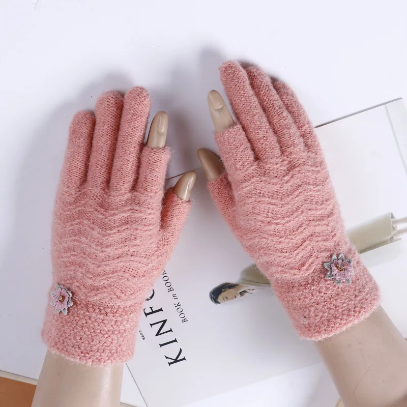 2 низких пальцев теплые уличные защитные перчатки для зимы Luvas Guantes вязаные перчатки герметичные перчатки для пальцев