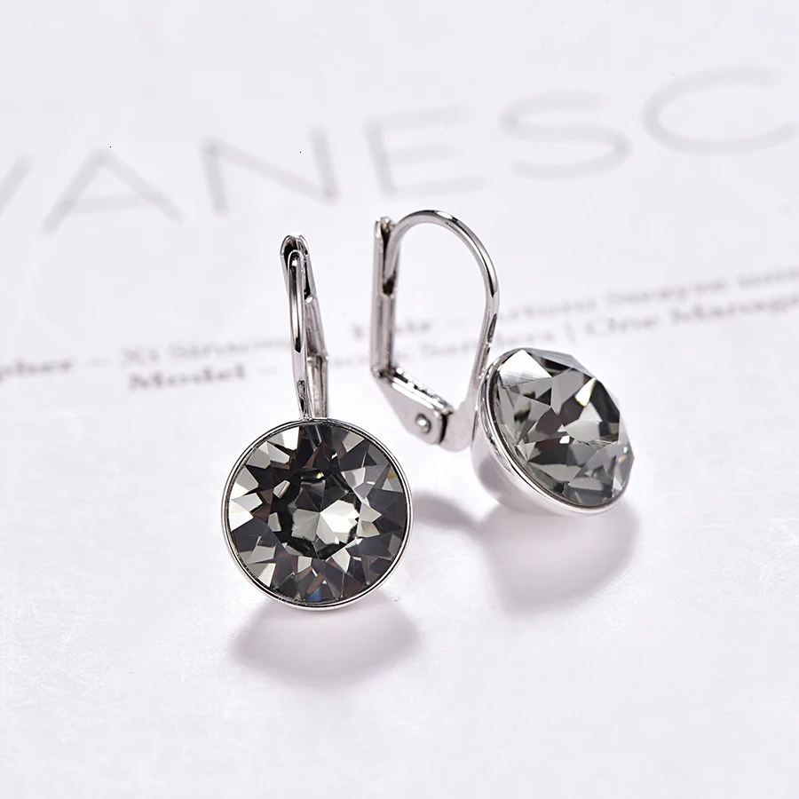Маленькие женские серьги-гвоздики Bella с кристаллами Swarovski, новые модные круглые серьги серебряного цвета, свадебные украшения, подарок для девочки