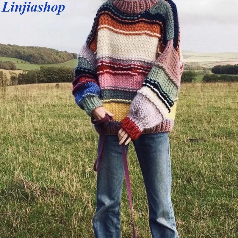 Супер шикарный зимний женский Рождественский свитер ручной работы вязаные