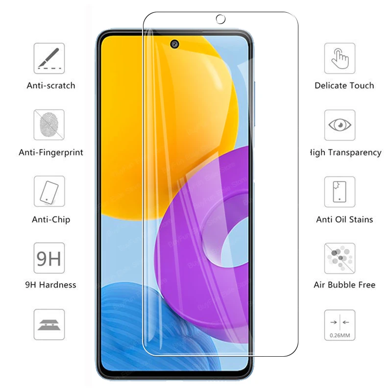 phone protector 6 in 1 Tempered Glass For Samsung Galaxy M52 5G Screen Protector Full Cover Camera Lens Film Svmsung M52 M526 M 52 Safety Glass mobile protector