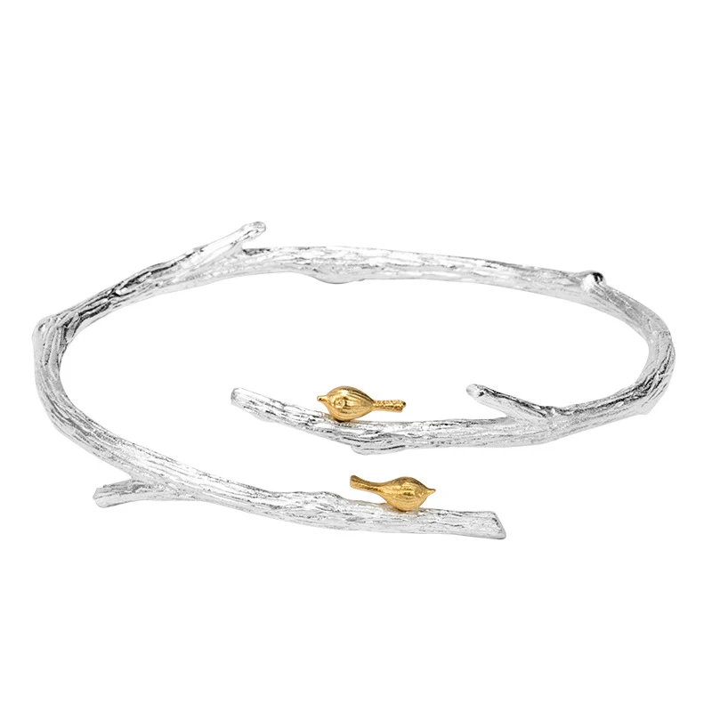 

Natural Handmade Fine Jewelry Bird on Branch Adjustable Bangle for Women