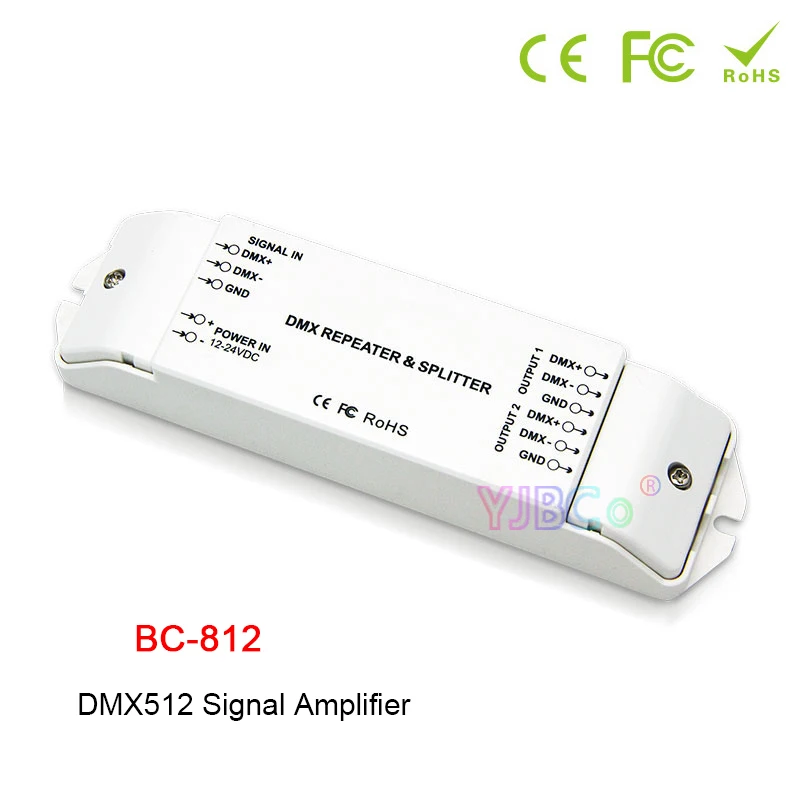 BC-812 DMX512 Signal power repeater DMX Power amplifier 1 to 2 channel output DMX power splitter DMX led controller,DC12V -24V dmx121 dmx512 led amplifier splitter 1ch 1 output port dmx signal distributor ac 110v 220v dmx signal repeater for dmx decoder