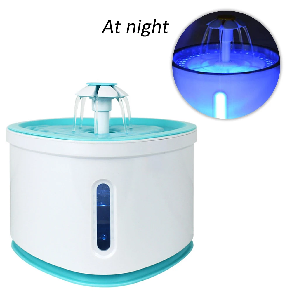 2.4L светодиодный автоматический Электрический фонтан для кошек, собак, USB, для собак, для домашних животных, бесшумная поилка, питатель, миска для домашних животных, фонтан, диспенсер для питьевой воды