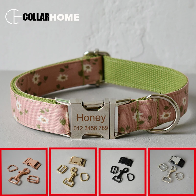 

Nylon personalized dog collar for medium big dogs pet leads necklace dog pet rope adjustable custom ID dog collar Christmas gift