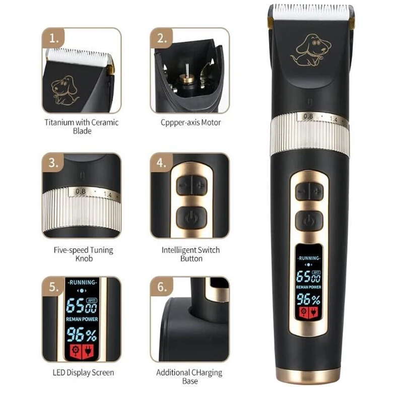 Pet Hair Trimmer Dog Hair Trimmer Dog Clipper Pet Clipper Hair Trimmer EU Plug Baorun P9 Rechargeable Pet Dog Animal Shaver Hair Cutter Trimmer Electrical Grooming Clipper Low Noise Cats Haircut