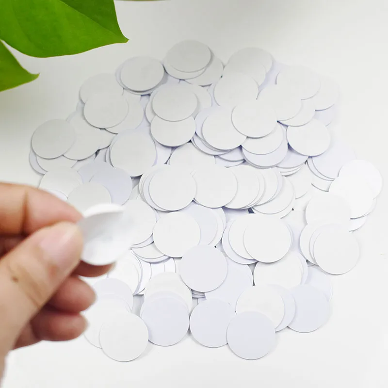 100 шт. 13 56 МГц NFC метки 1K S50 F08 ISO14443A Smart карта для монет диаметром 25 мм с клейким