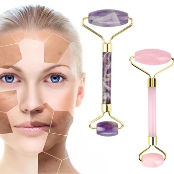 

Natural Stone Face Roller Massage Facial Slim Lifting Tool Natural Amethyst Jade Roller Stone Wrinkle Remove Skin Care Face-lift