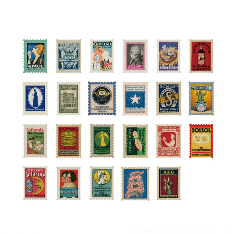 

46 pcs/box Gold Stamping Vintage Stamp sticker Memories Travel Creative Stickers Bullet Journal Decoration Stationery Stickers