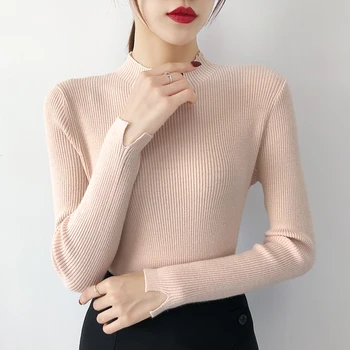 

Semi-high-collar sweater with long-sleeved undercoat