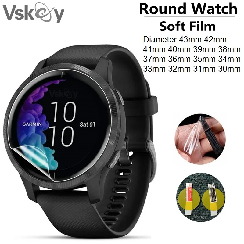 100PCS TPU Soft Screen Protector Smart Watch Diameter 34mm 35m 36mm 29mm 30mm 31mm 32mm 33mm Protective Film (No Tempered Glass)