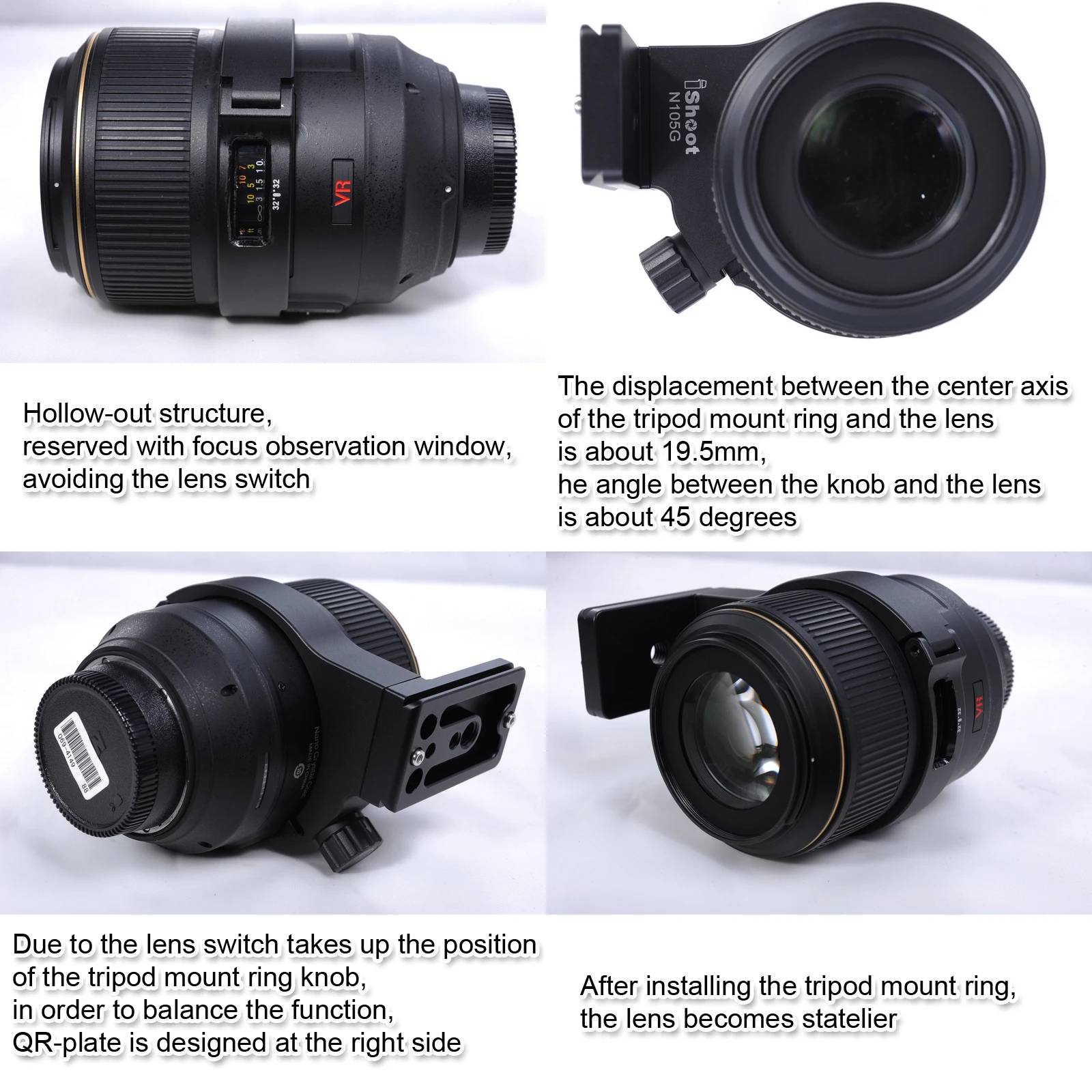 Крепление для объектива с воротником крепления на штатив Nikon AF S 105 мм f/2 8G IF ED VR MICRO