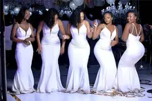 Elegant Spaghetti Straps Mermaid Bridesmaid Dresses Cheap African Wedding Guest Gown Plus Size Prom Evening Maid Of Honor Gown