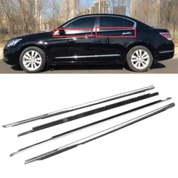 4Pcs/set Car Window Door Belt Weatherstrip Seal Trims Chrome Outside Deflector Rain Deflector For Honda Accord 2008-2012 Styling