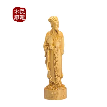 

Wood carving Ancient Chinese legendary master Mastermind Zhu Geliang Kong Ming,wood crafts gift (A1091)