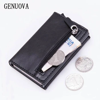 

New Multi-function Men Wallet Automatic Pop-up Card Package RFID Credit Card Package Anti-theft Smart Card Holder PU Coin Purses