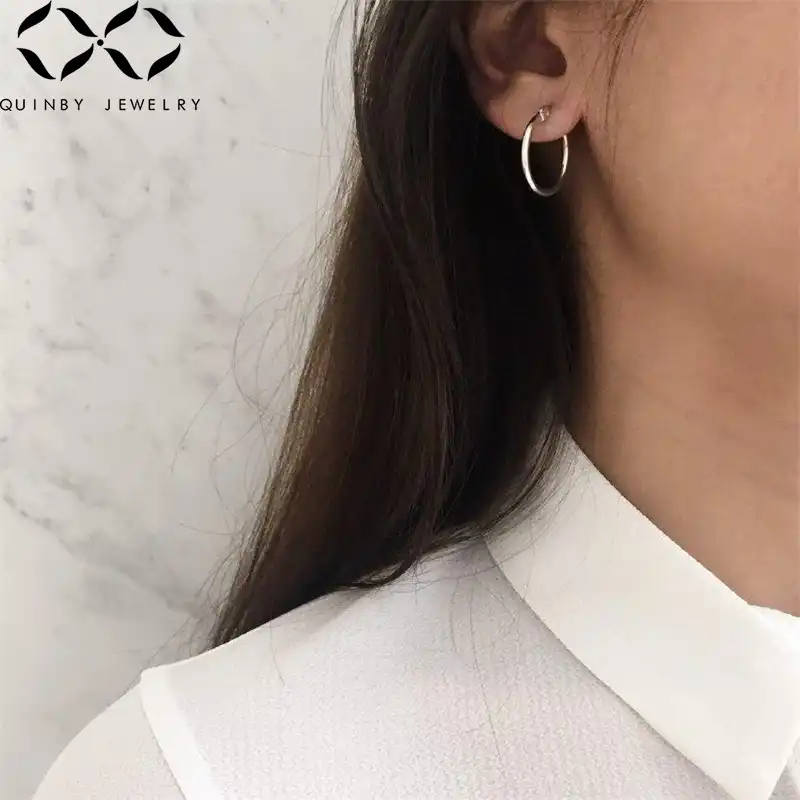 Куинби 925 серебряные серьги для женщин 18 мм золото большой круглый обруч серьги на подарок девочке вечерние aretes Женские Ретро серьги-обручи Q5