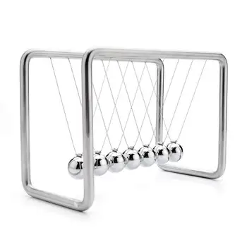 

7 Balls Newtons Cradle Balance Balls Science Psychology Puzzle Desk Fun Gadget with Stainless Steel Frame and Nylon String