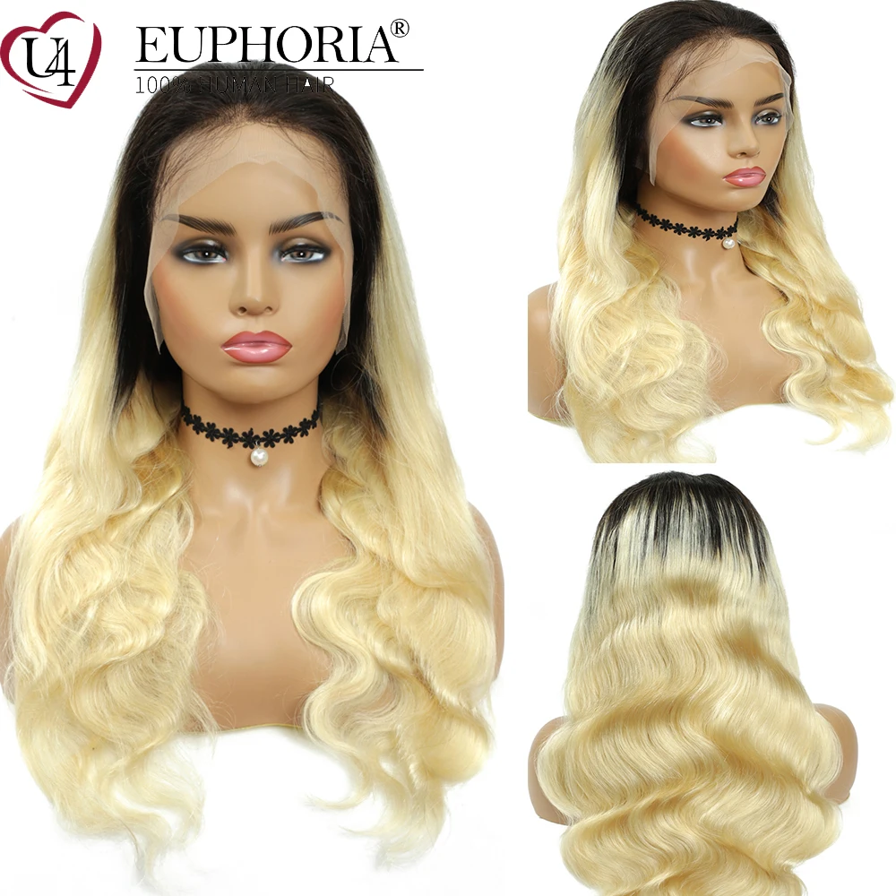 Body Wave Human Hair Lace Wigs Ombre 613 Blonde 13x4 Lace Frontal Wigs Brazilian Remy Human Hair 4x4 Lace Closure Wigs EUPHORIA