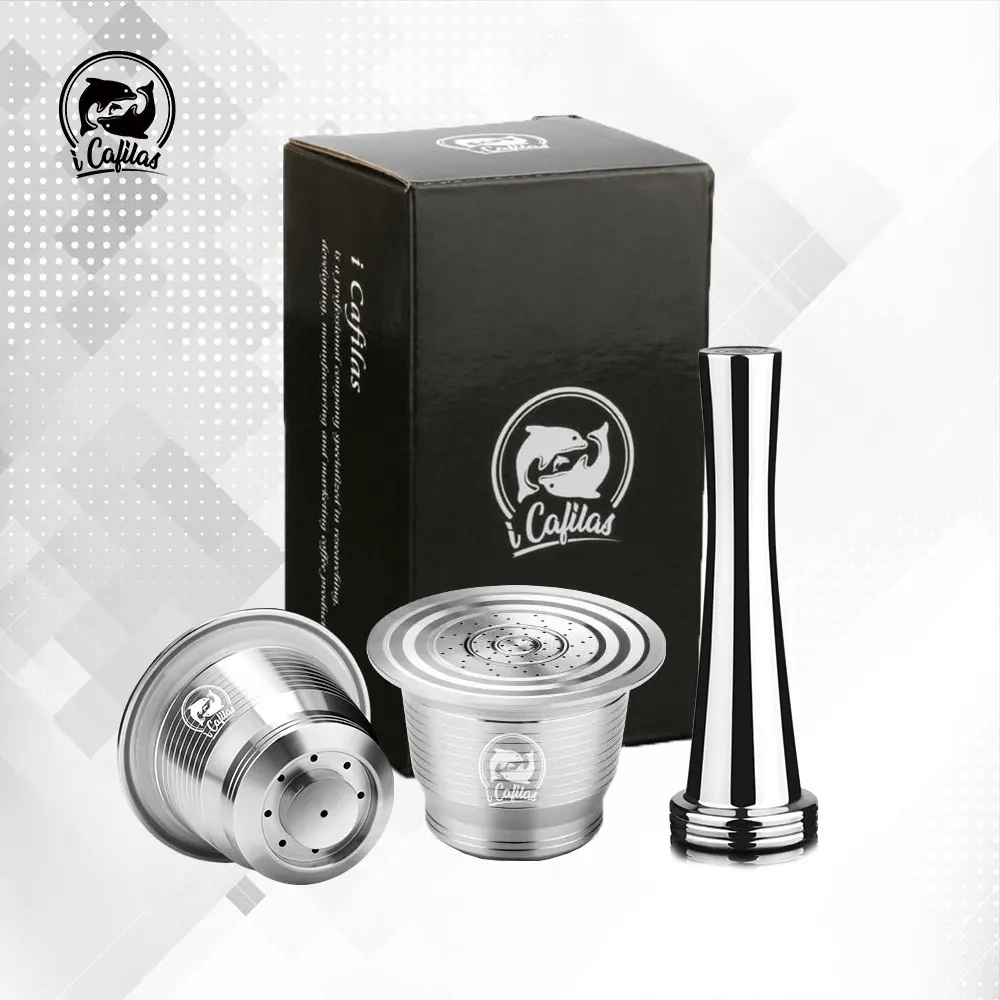 

ICafilas Stainless Steel Nespresso Reusable Capsule Refillable Inoxidable Coffee Pod Filters for Inissia & Citiz Coffee Machine