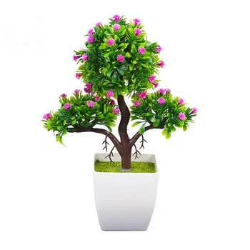 

Artificial Plants Bonsai Plastic Simulation Tree Desktop Pot Decorative Fake Flowers Leaves Garden Plant Home Hotel Office Decor