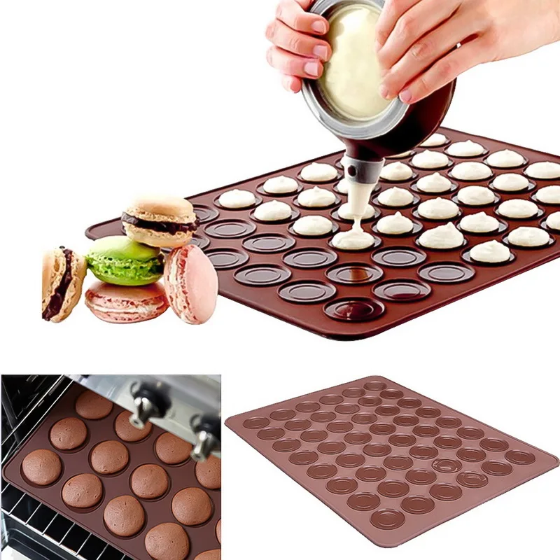 

New 48-Cavity Silicone Macaron Macaroon Pastry Oven Baking Mould Sheet Mat Kitchen Tools Non-stick DIY Bakeware Baking Mat