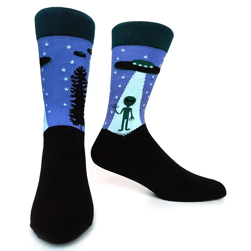 Men's Novelty Fun Graphic Cotton Socks - Unique Designs: Poker, Corgi, Frog, Burger, Piranha, Wolf, Avocado, Eagle