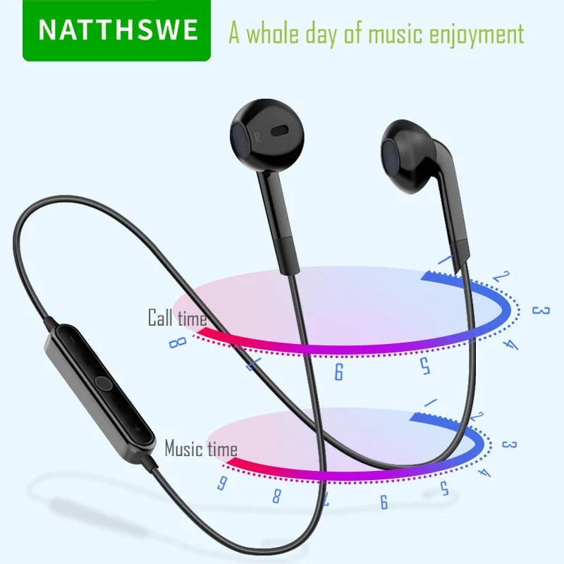 NATTHSWE шейные Спортивные Беспроводные bluetooth наушники мини вкладыши для бега с