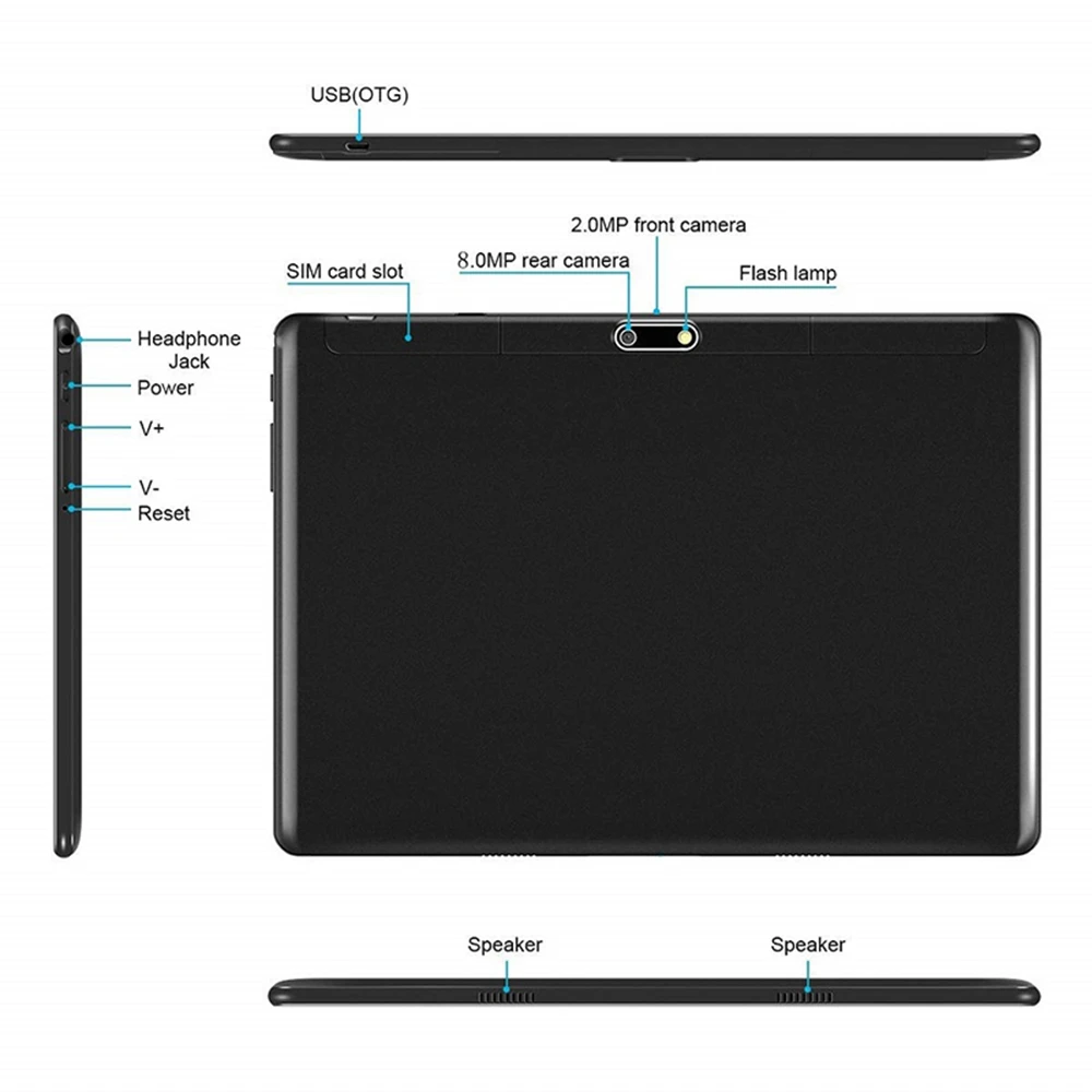 Планшеты на Android 9,0, 10 дюймов, с Google Play, две sim-карты, с функцией вызова, Wi-Fi, gps, ОЗУ, 6 Гб ПЗУ, 128 ГБ, 64 ГБ, ips, 2.5D, стеклянный экран, планшетный ПК