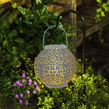 

Hollow Ball Solar LED Lantern Light Classic Texture Delicate Durable Creative Garden Yard Path Decor Hanging Iron Art Lamp