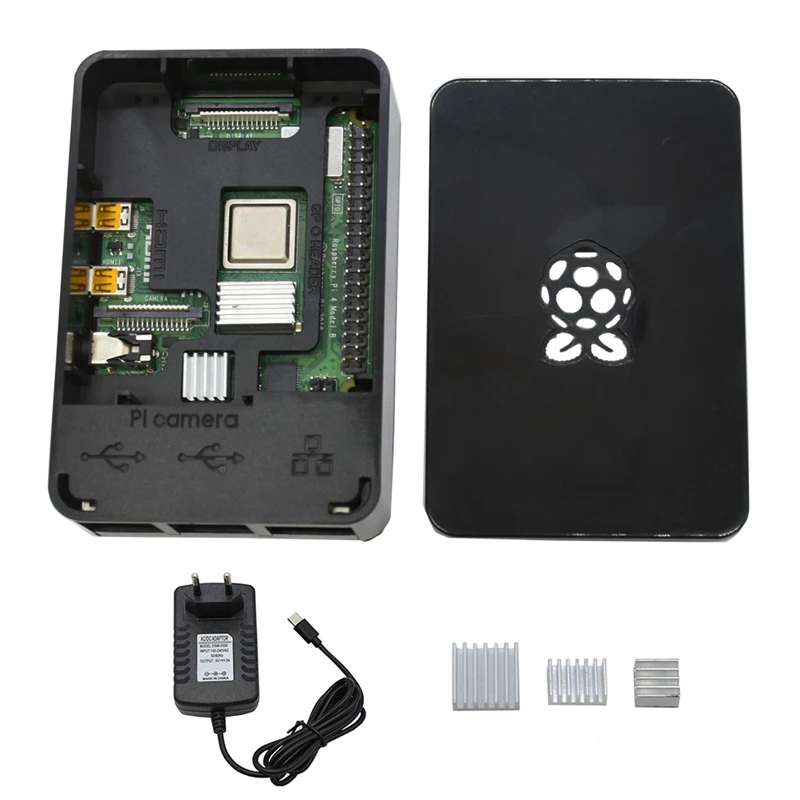 Для Raspberry Pi 4 Модель B ABS чехол 2G Оперативная память DIY Kit с серебряной радиатора 5V 3A Мощность адаптер для Raspberry Pi 4B