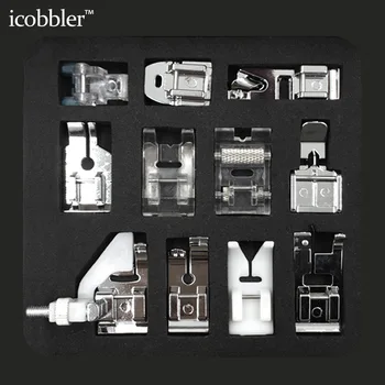 

11 Pcs/Set Home Sewing Machine Accessories Presser Foot Leather Pads Blind Stitch Catcher Applique Universal Foot Zipper Sewing