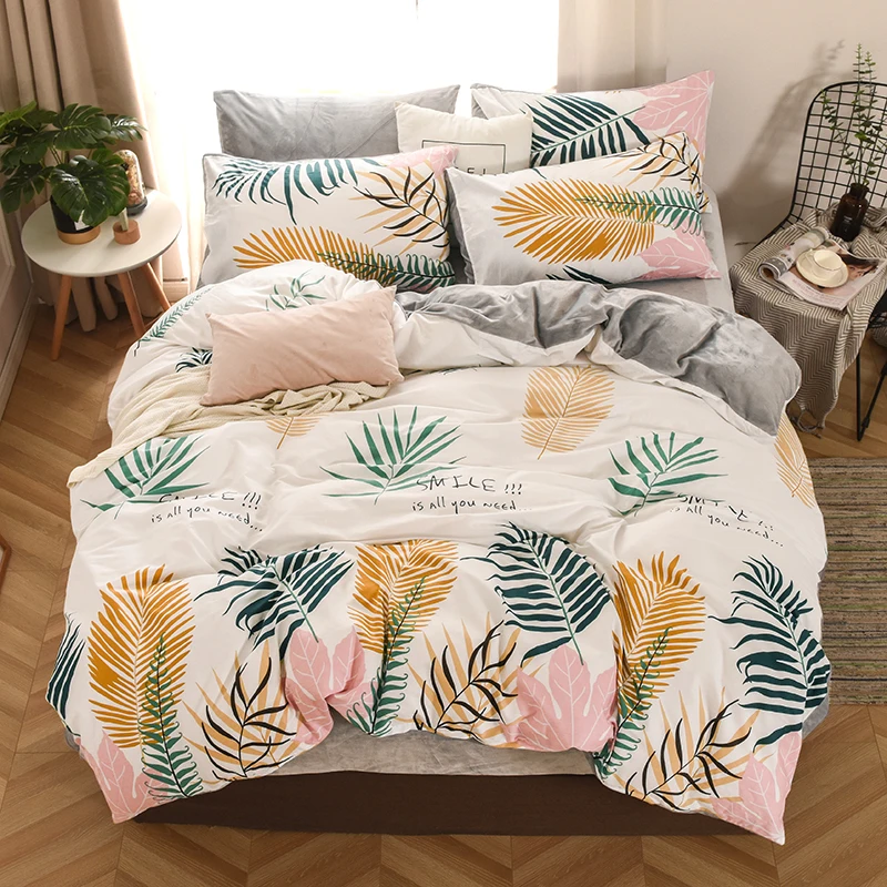 Dreamort осень и зима хлопковый+ фланелевый Комплект постельного белья queen King size простыня+ пододеяльник+ наволочка